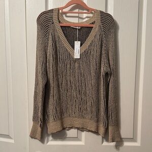 Women's V-Neck Sweater - Beige